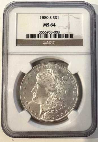1880-S モルガン銀貨 NGC MS64