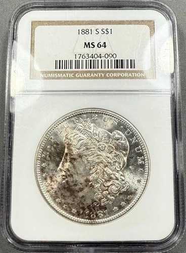 1881-S モルガン・ダラー 1ドル - NGC MS64 - 表面トーン