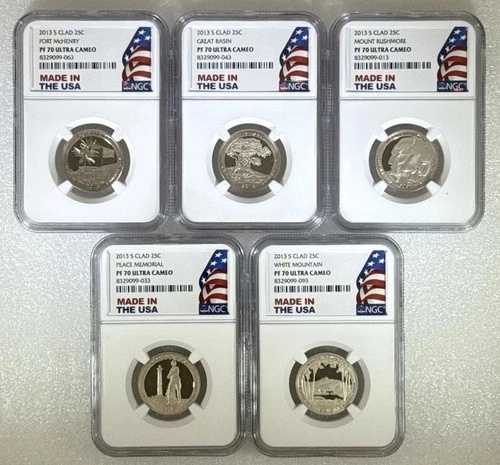 2013年 Sクラッドクォーター 5枚セット NGC PF70 ウルトラカメオ - アメリカ製ホルダー