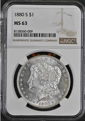 1880年 S モーガン銀貨 $1 NGC MS 63 BX9-05
