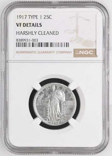 1917年 タイプ1 スタンディングリバティシルバークォーター NGC VF 詳細 45,045円
