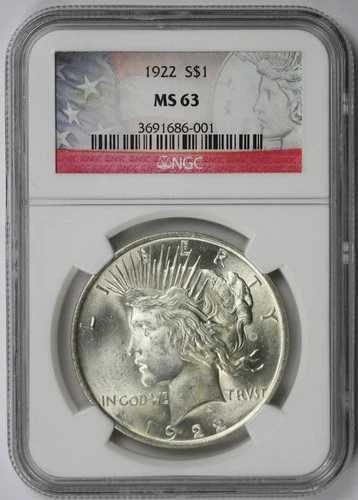 1922年 ピースドル 1ドル MS 63 NGC