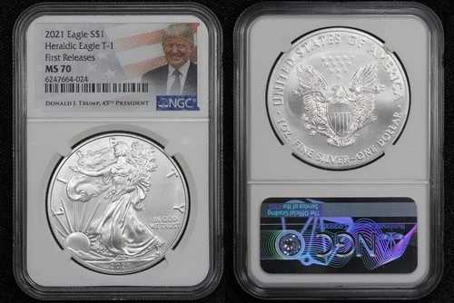 2021年タイプ1アメリカンシルバーイーグル $1 NGC MS70 ファーストリリース ドナルド・トランプラベル