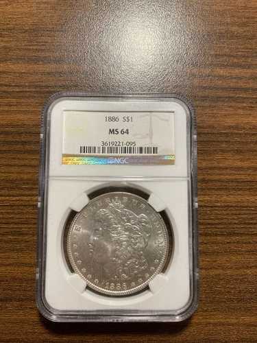 1886-P モルガン銀貨 $1 NGC MS 64