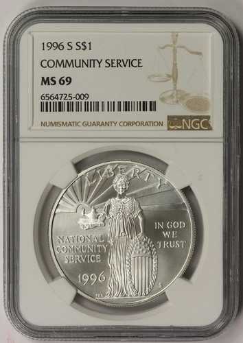 1996-S コミュニティサービスモダンシルバー記念$1 MS 69 NGC