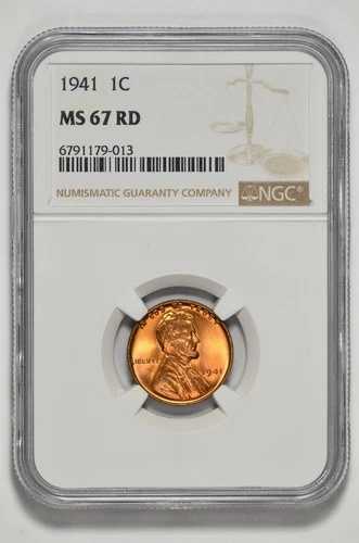 1941年 1C リンカーン・ウィート・セント NGC MS 67 RD