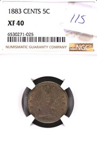 1883年 リバティV ニッケル NGC XF-40 #1-025-