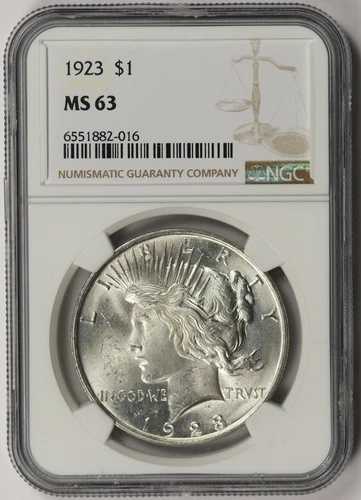1923年 ピースドル $1 MS 63 NGC