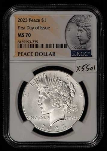 2023年 1ドル銀貨 平和ドル - PQコイン - 発行初日 - NGC MS 70 - X5501