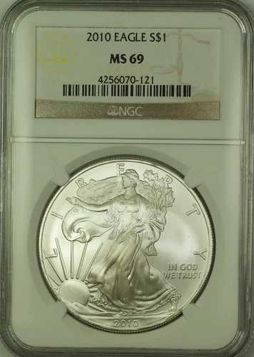 2010年 アメリカン シルバー イーグル ASE 1ドル コイン NGC MS-69 GEM BU 45,045円