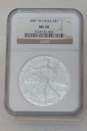 2007 W シルバー イーグル NGC MS70 ブラウンラベル 未使用 45,045円