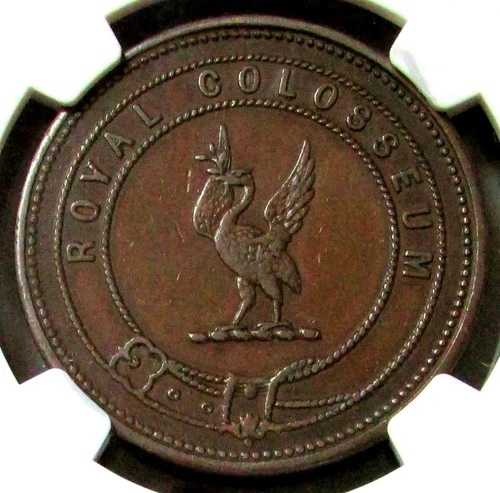 1800年頃 イギリス ブロンズ リバプール 1/2ペニー ロイヤルコロシアム NGC AU 55 BN