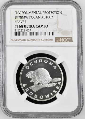 1978 MW ポーランド S100Z ズウォティチ シルバービーバー 環境保護 NGC PF 68 UC 45,045円