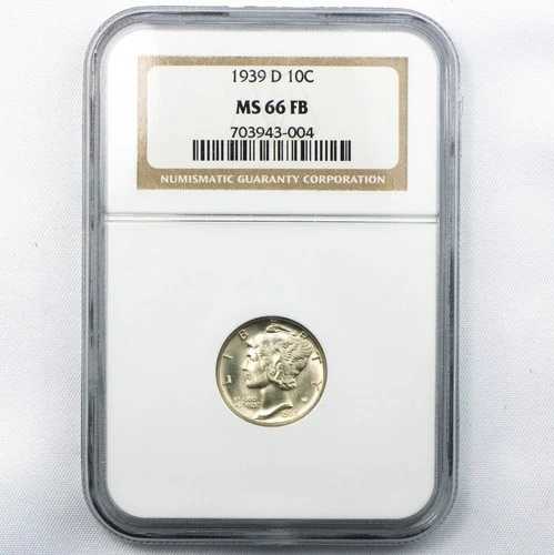 1939-D マーキュリー銀貨 10セント NGC MS 66 FB ? ブリリアント・アンサーキュレート・デンバー