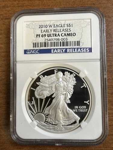 2010-W プルーフ $1 アメリカン シルバー イーグル NGC PF69 初期リリース ブルーラベル-
