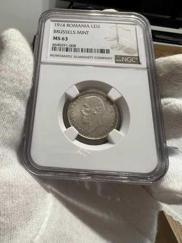 1 Leu 1914 ブリュッセル造幣局、銀貨、ルーマニア NGC MS63