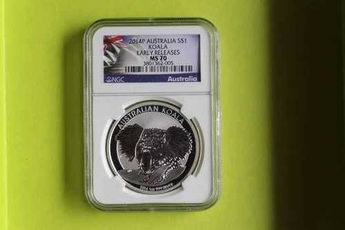 2014-P オーストラリア 1ドル銀貨 コアラ MS70