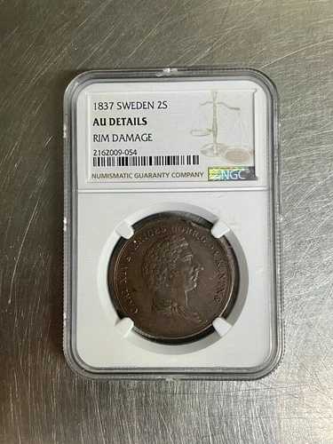1837 スウェーデン 2 スキルリング NGC AU 詳細 (希少!) 45,045円
