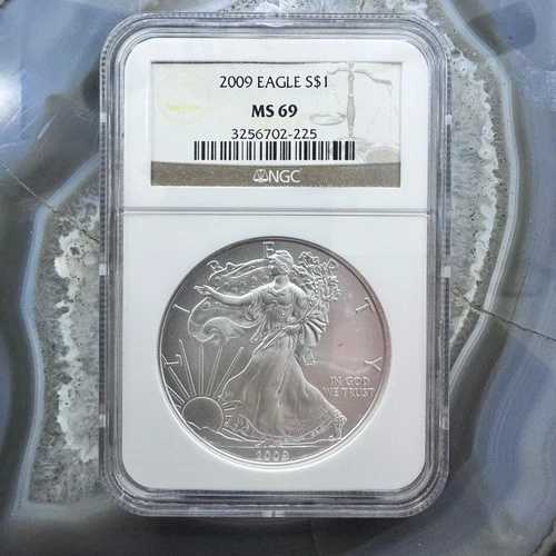 2009年 米国 1.0オンス 999 純銀 アメリカンシルバーイーグル NGC MS69 #3256702-225EX