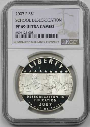 2007-P 学校人種差別撤廃 1ドル NGC PF69UCAM 現代記念銀貨