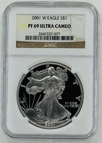 2001-W シルバーイーグル $1 NGC: PF 69 ウルトラカメオ #C688