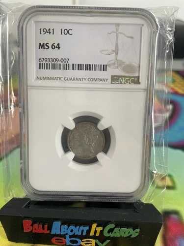 1941年 マーキュリーダイム 10セント NGC MS64