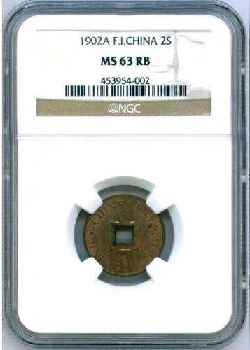1902年 A ブロンズ フランス領インドシナ 2 SAPEQUE NGC ミントステート 63 レッド BR