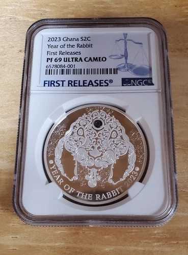 2023年 銀貨 卯年 初版 NGC PF 69 ウルトラカメオコイン ガーナ S2C