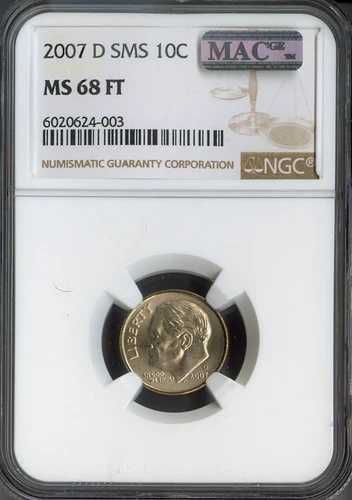 2007 D ルーズベルト ダイム NGC MS68 FT FB サテン MAC 品質??