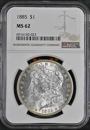 1885年 モルガン銀貨 (NGC MS62) $1 米国造幣局 フィラデルフィア MS-62