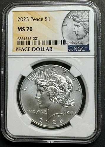 2023年 1ドル P .999 純銀 ピースダラー NGC MS70 肖像ラベル