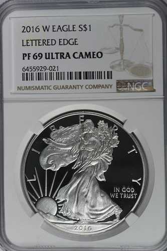 2016年 W シルバー アメリカンイーグル プルーフ - レタードエッジ 30周年 NGC PF69 ウルトラカメオ