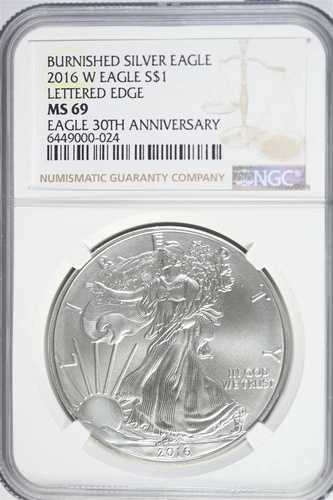 2016年 W シルバー アメリカンイーグル バーニッシュド - レターエッジ 30周年 NGC MS69