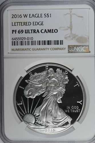2016年 W シルバー アメリカンイーグル プルーフ - レタードエッジ 30周年 NGC PF69 ウルトラカメオ