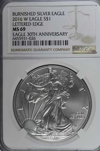 2016年 W シルバー アメリカンイーグル バーニッシュド - レターエッジ 30周年 NGC MS69 56,100円