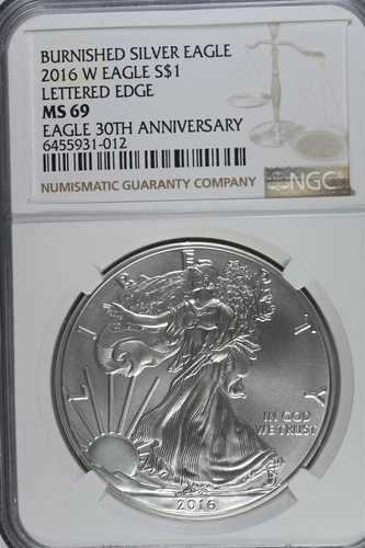 2016年 W シルバー アメリカンイーグル バーニッシュド - レターエッジ 30周年 NGC MS69 56,100円