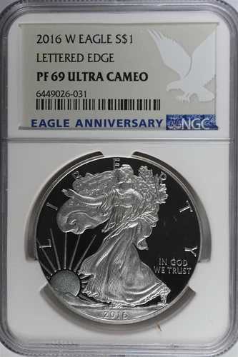 2016年 W シルバー アメリカンイーグル プルーフ - レタードエッジ 30周年 NGC PF69 ウルトラカメオ