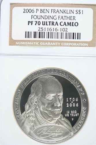 2006年 P ベンジャミン・フランクリン 建国の父 記念銀貨 NGC PF70 UC