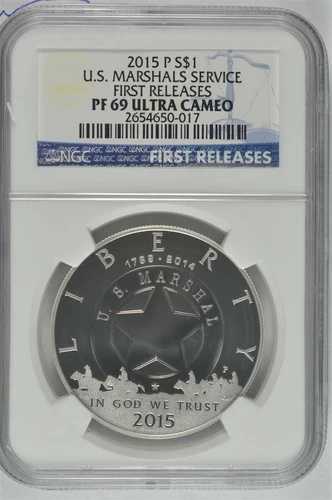 2015年 P マーシャル シルバー ドル $1 NGC PF69 初版 56,100円