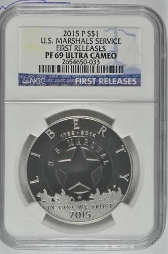 2015年 P マーシャル シルバー ドル $1 NGC PF69 初版