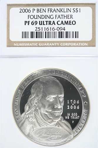 2006年 P ベンジャミン・フランクリン 建国の父 記念銀貨 NGC PF69 UC 56,100円