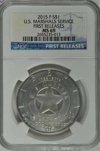 2015年 P マーシャル シルバー ドル $1 NGC MS69 初版