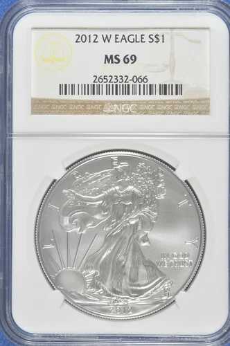 2012年 W バーニッシュド 1ドル シルバー イーグル NGC MS 69 (ブラウンラベル)