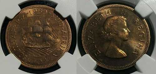南アフリカ 1960年 プルーフ ハーフペニー 1/2D NGC PF65RB GEM UNC KM# 45 #1627