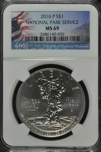 2016年 国立公園局100周年記念 未流通銀貨 NGC MS69-036