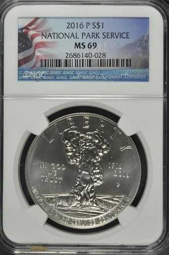 2016年 国立公園局100周年記念 未流通銀貨 NGC MS69-028