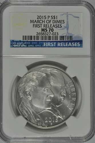 2015年 P マーチ・オブ・ダイムズ 未流通銀貨 NGC MS70 初版