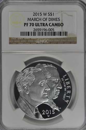 2015年 W マーチ・オブ・ダイムズ プルーフ銀貨 NGC PF70 UC ブラウンラベル