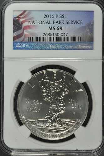 2016年 国立公園局100周年記念 未流通銀貨 NGC MS69-047