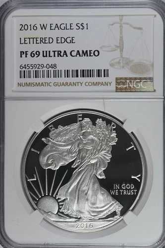 2016年 W シルバー アメリカンイーグル プルーフ - レタードエッジ 30周年 NGC PF69 ウルトラカメオ